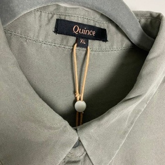Quince Vintage Wash Tencel Camp Shirt Olive Green XL Short Sleeve Button Up - Picture 5 of 9